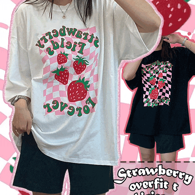 키치/오버오버핏+스트로베리 t