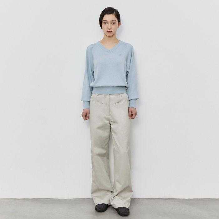 STITCH COTTON PANTS (LIGHT BEIGE)