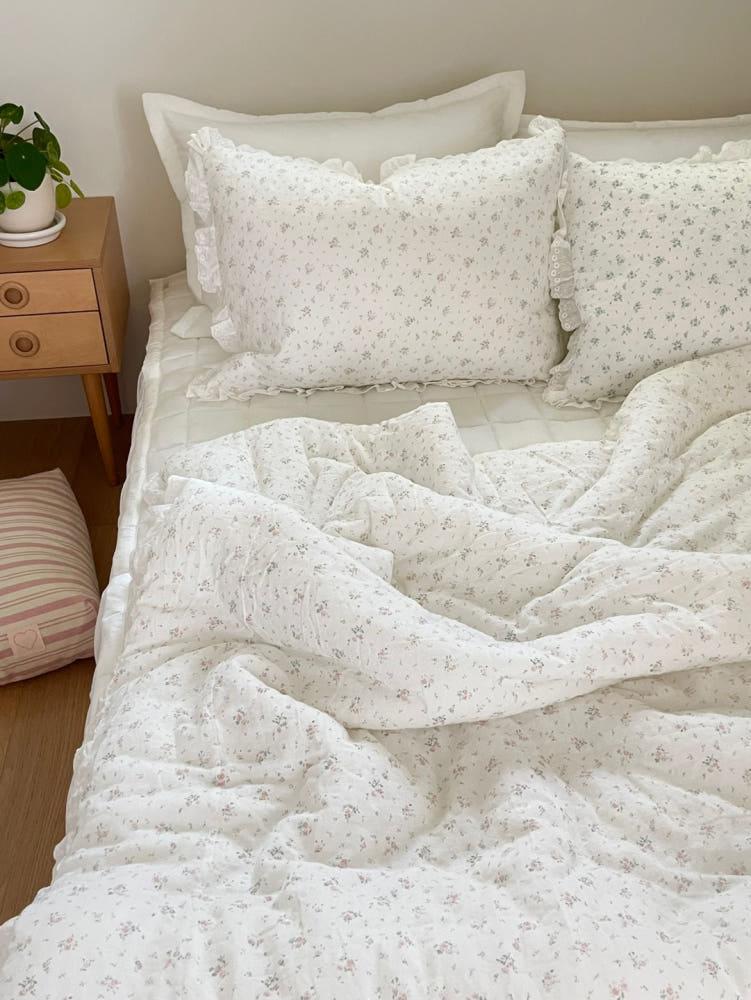 미니 로즈 쉐비 이중직 면 플라워 가벼운 폴라필 차렵이불