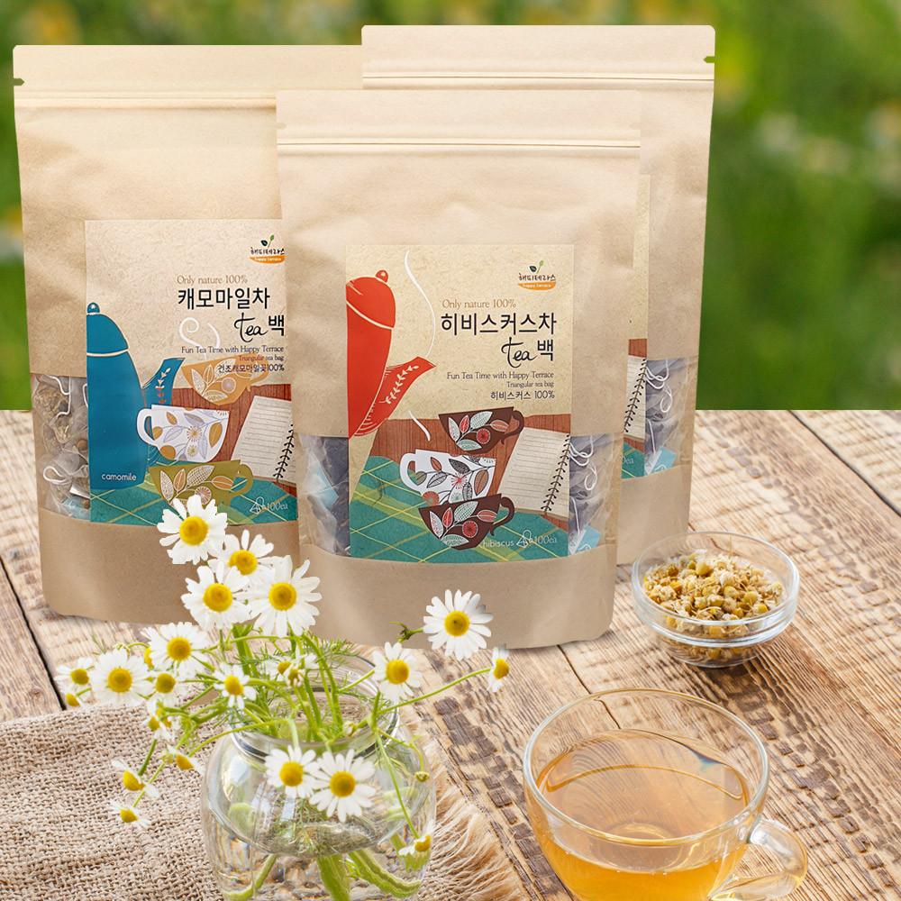 티백 100개입 루이보스티 히비스커스 캐모마일 페퍼민트 자스민 로즈힙 라벤더 로즈마리 차
