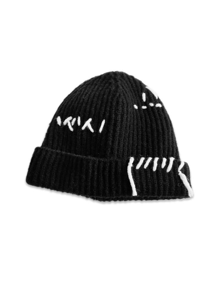 22AW Hand Stitch Detail Beanie / Black