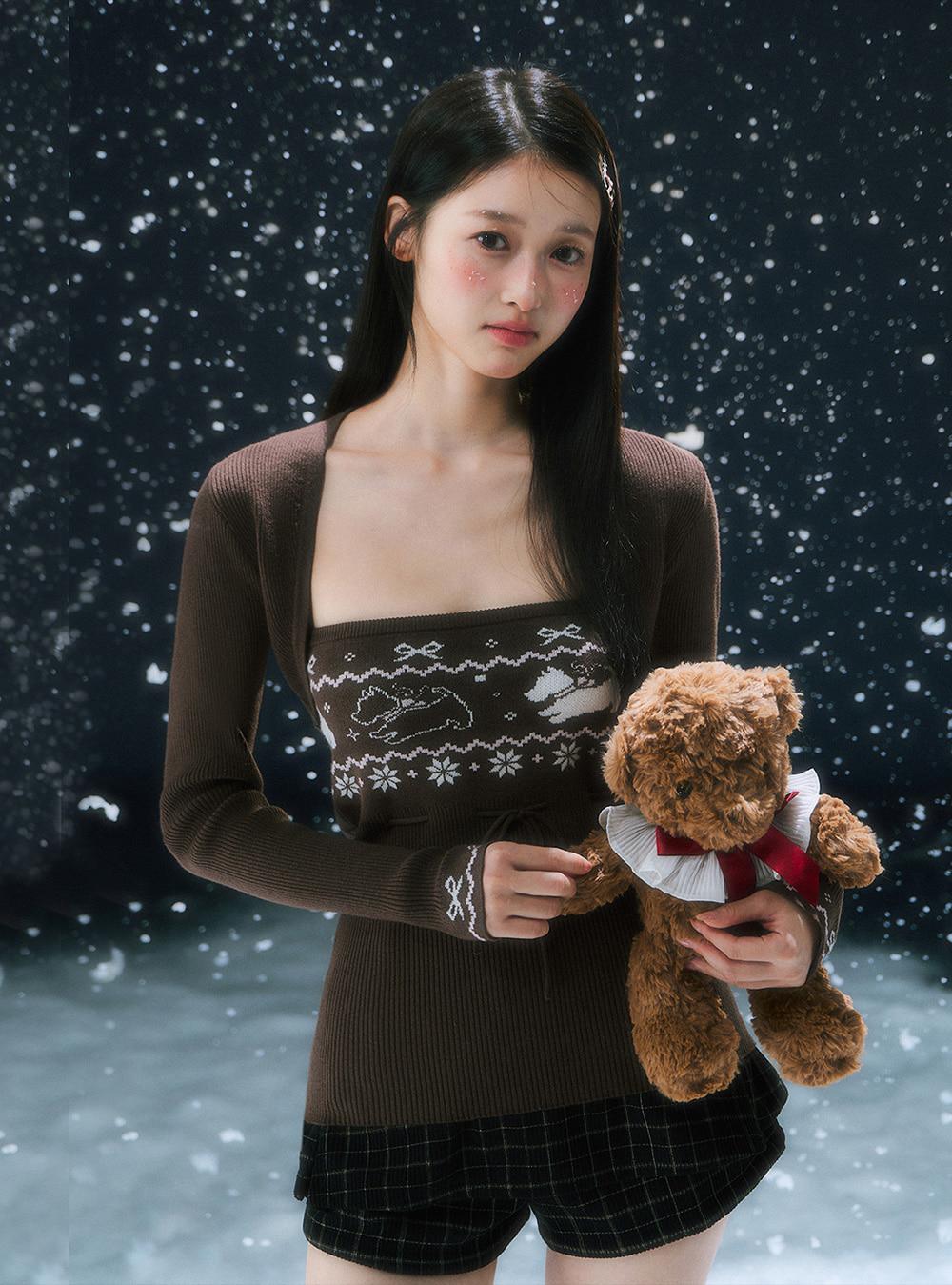 Coffee Brown Snowy Knit Top