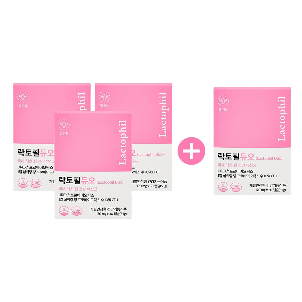 3+1 여성 질 유산균 락토필듀오 (120캡슐/4개월분) UREX 프로바이오틱스