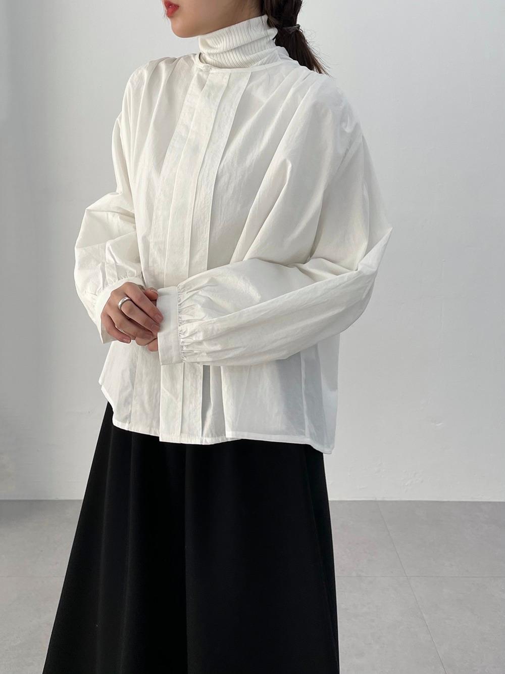 button pleated blouse (3color)