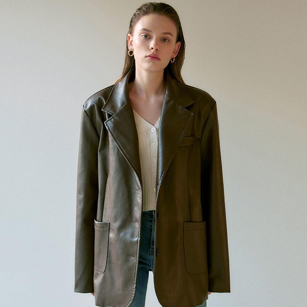 MANISH FAKE LEATHER JACKET_BROWN