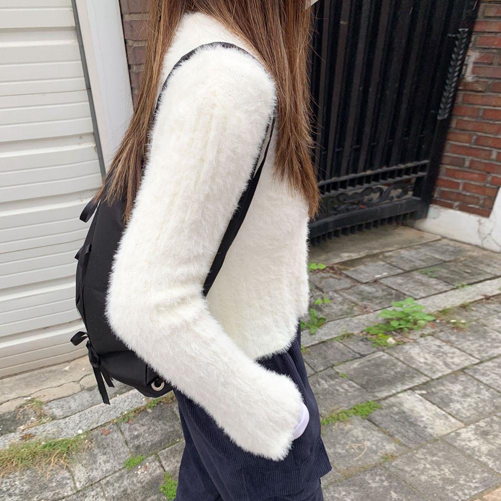 부드러운 니트 가을 크롭 브이넥 여리 퍼가디건 3color