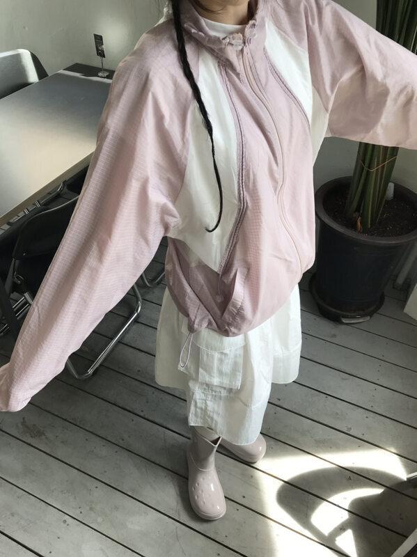 grid wind breakers (2color) - pink 4/6 open !