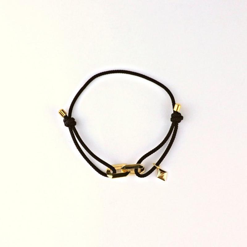 GOLD COMMITMENT BLACK CORD BRACELET