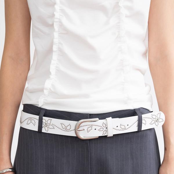 Flower Stud Cubic Belt (White)