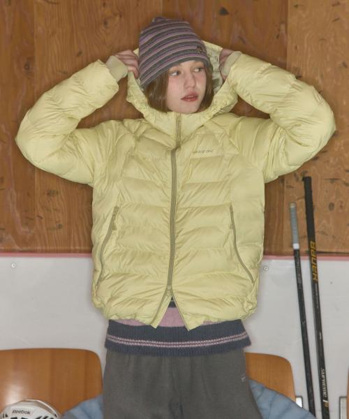 후드 경량 패딩 점퍼_라임 옐로우