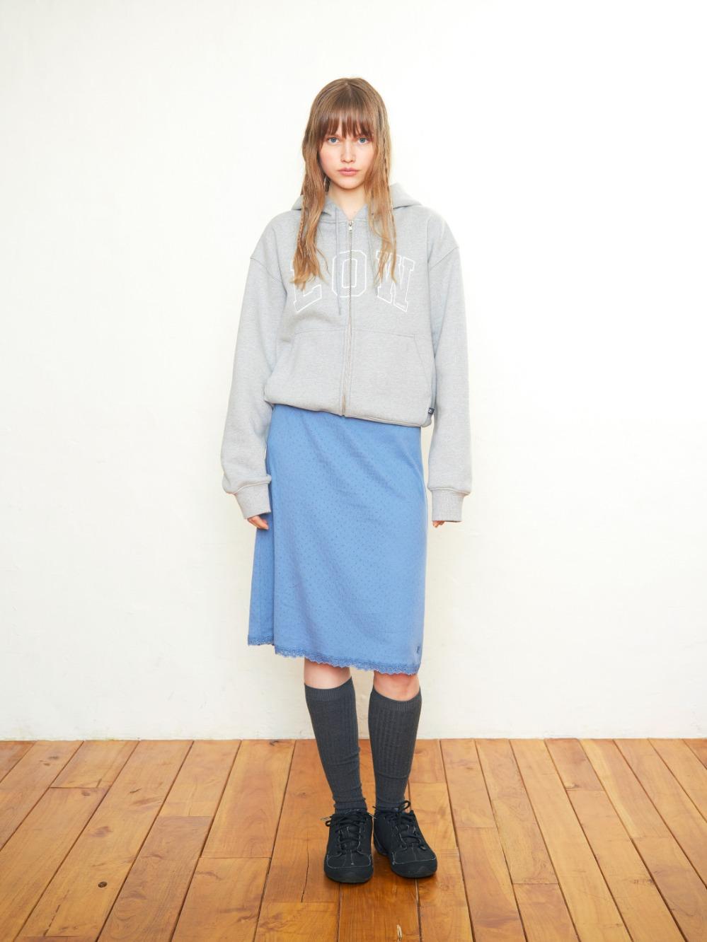 Low Napping Sweat Zip-Up Hoodie_Melange Grey