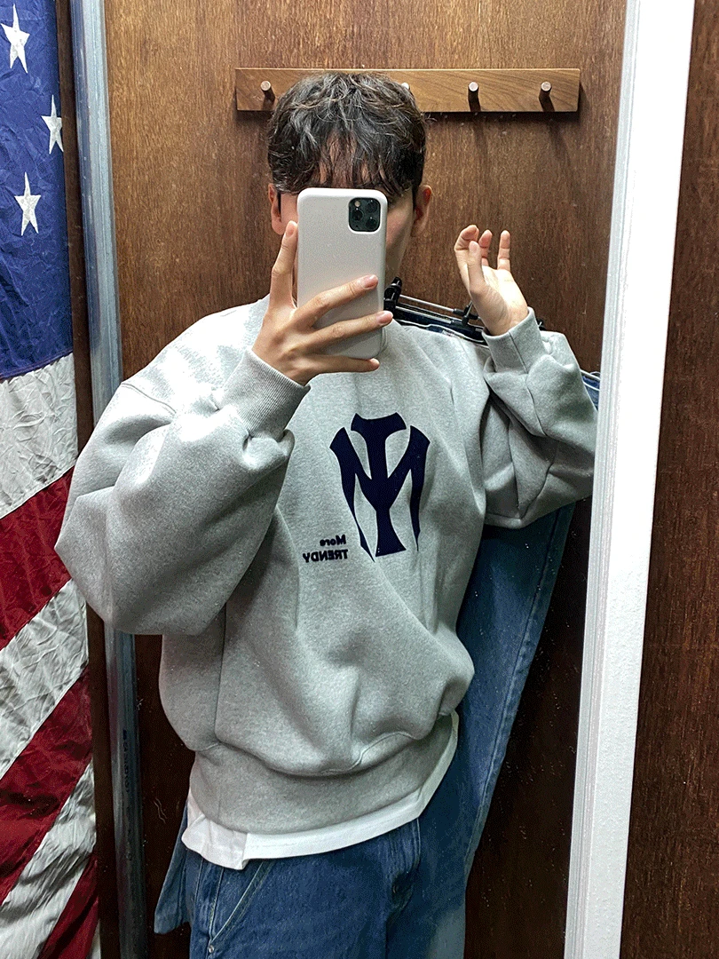 NY 레터링 맨투맨 [안감기모]