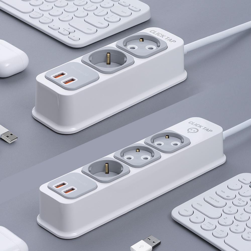 [부엉이클릭탭3] 그레이 Q2 USB 2구 3구 고속충전 멀티탭 멀티콘센트 와디즈