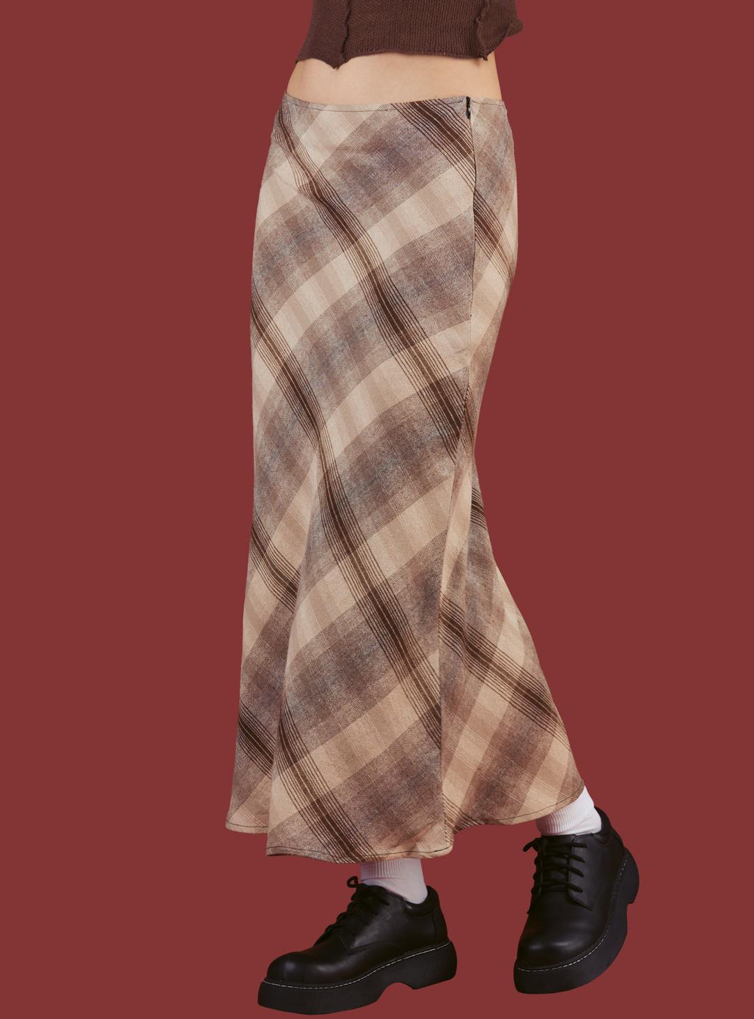 Molly Skirt - XS / Brown/ Cream Plaid