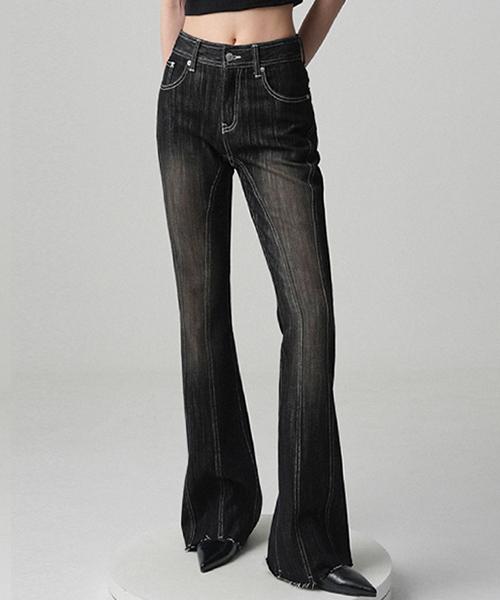 Thin Bootscut Pants WASHING BLACK