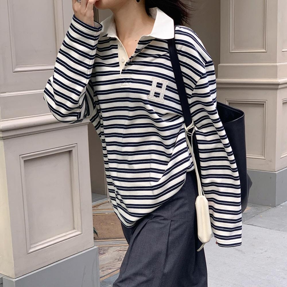 a stripe rugby t-sh (navy)