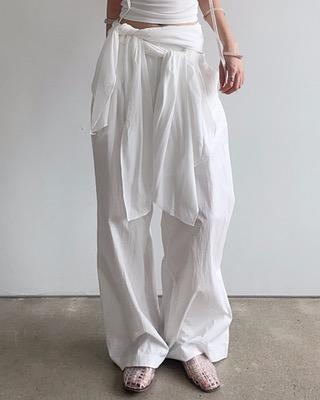 waist scarf detail pants (2color)