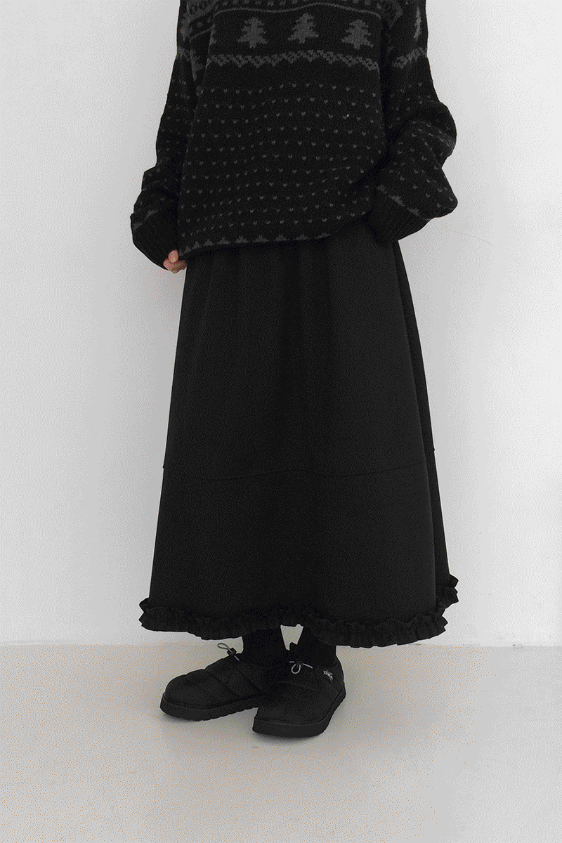 (기모안감)윈버 모직 프릴 롱스커트