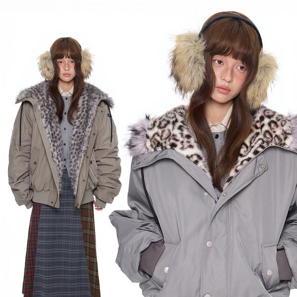 Leopard Fur Hooded Puffer Jacket