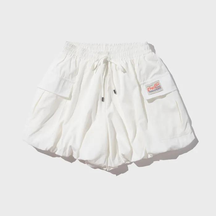 벌룬 핏 카고 밴딩 반바지 (화이트)