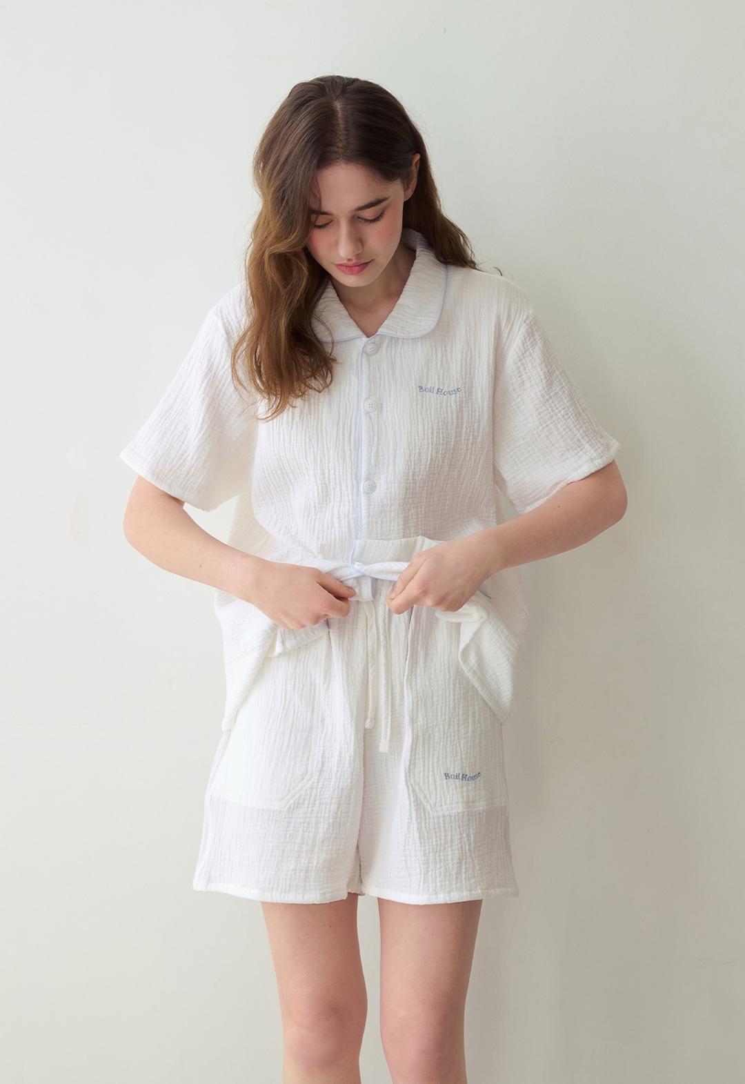 Wavy Pocket Pajamas Set (white)
