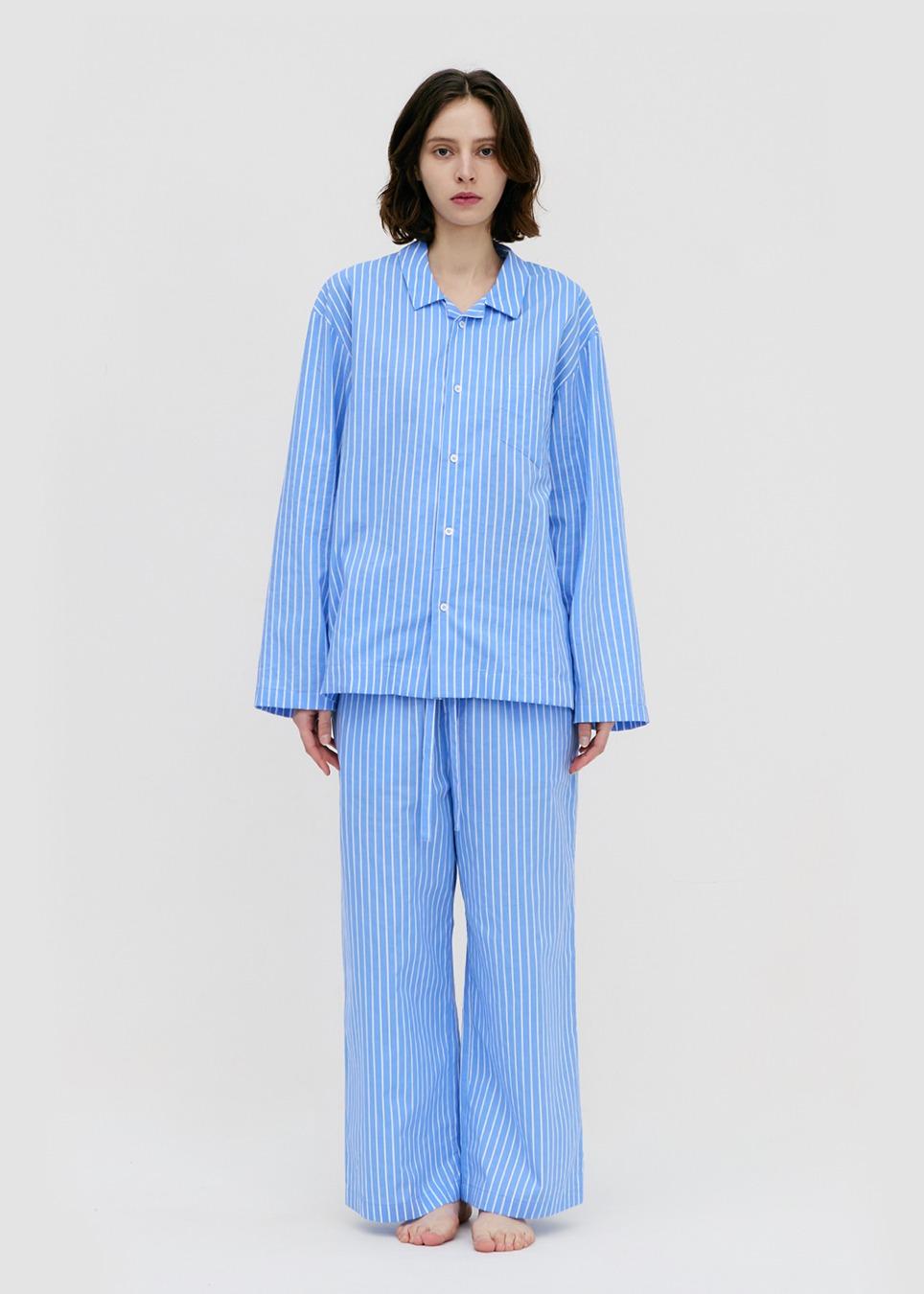 Stay Stripe Pajamas Long Pants - Light Blue