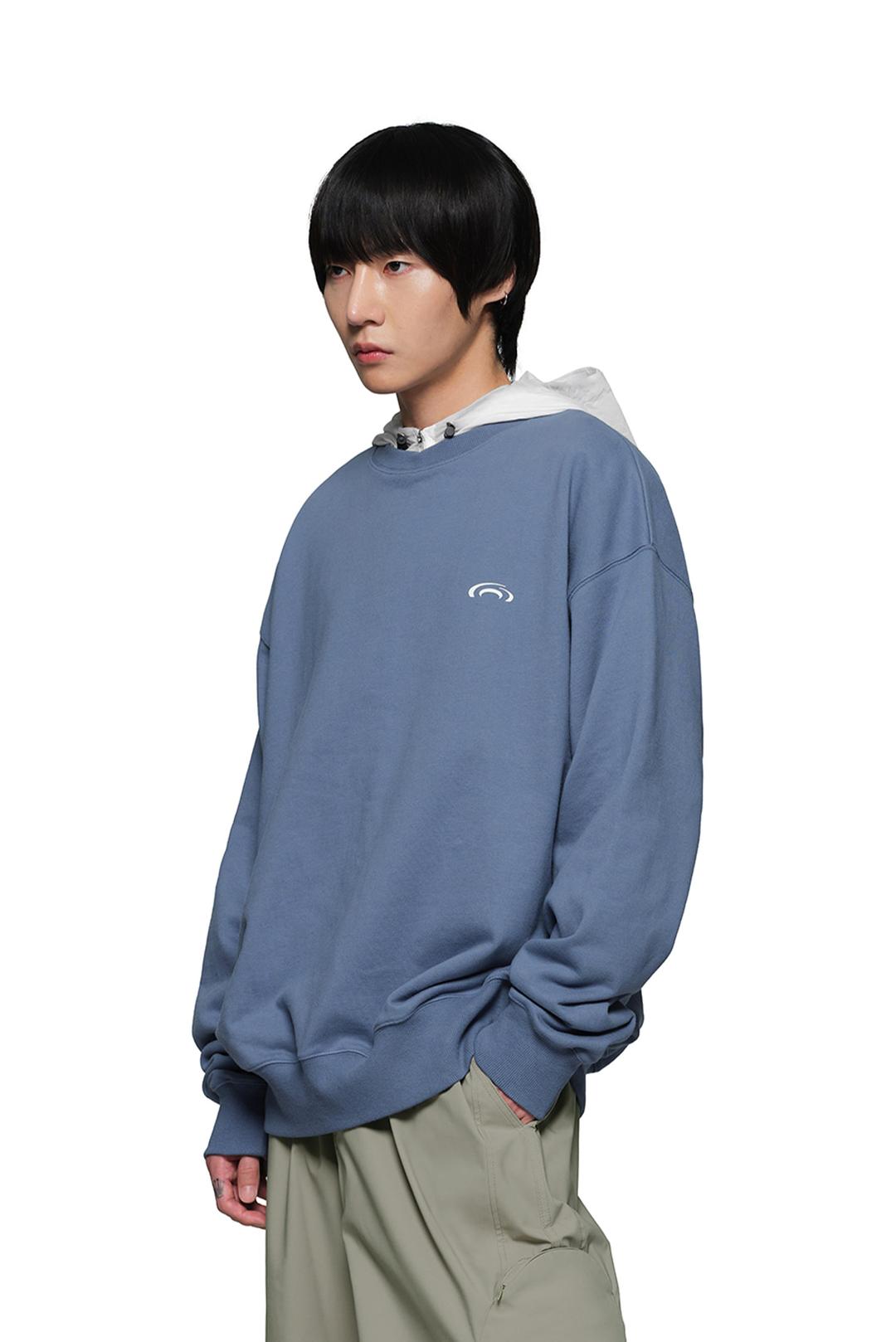 BACKPRINT DOUBLE LAYER SWEATSHIRT - BLUE