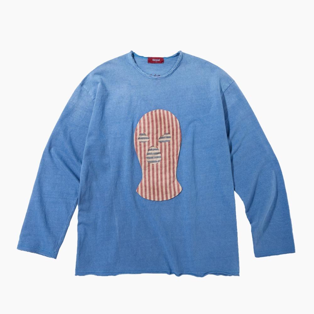 Kusneuf USA Flag Balaclava Patchwork Sweatshirt "Indigo Dye\"