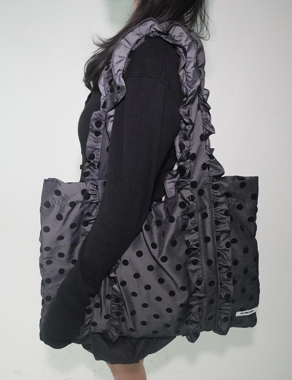 키미미 KIMIMI Big frill dots shoulder bag  Deep gray
