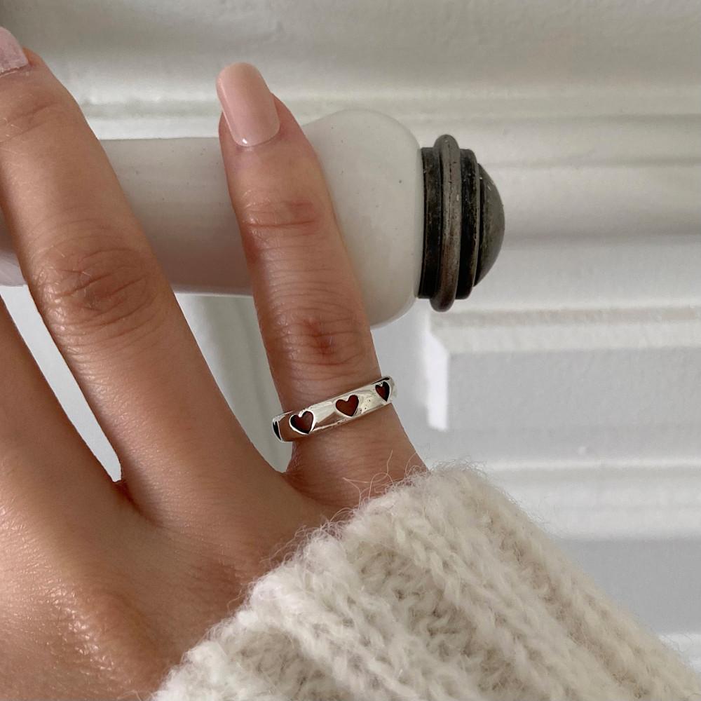 [실버925] 하트 펀칭 애끼 오픈 반지