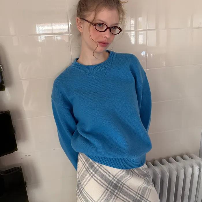 Basic crew knit_blue