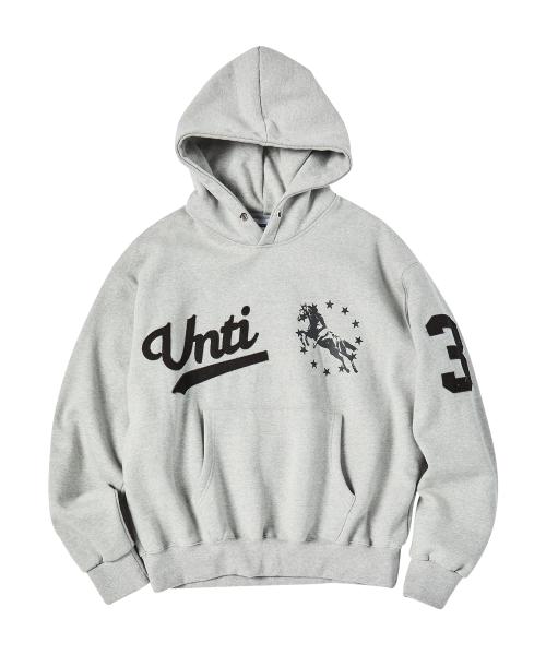 유니콘 바시티 엠블럼 후드티 그레이