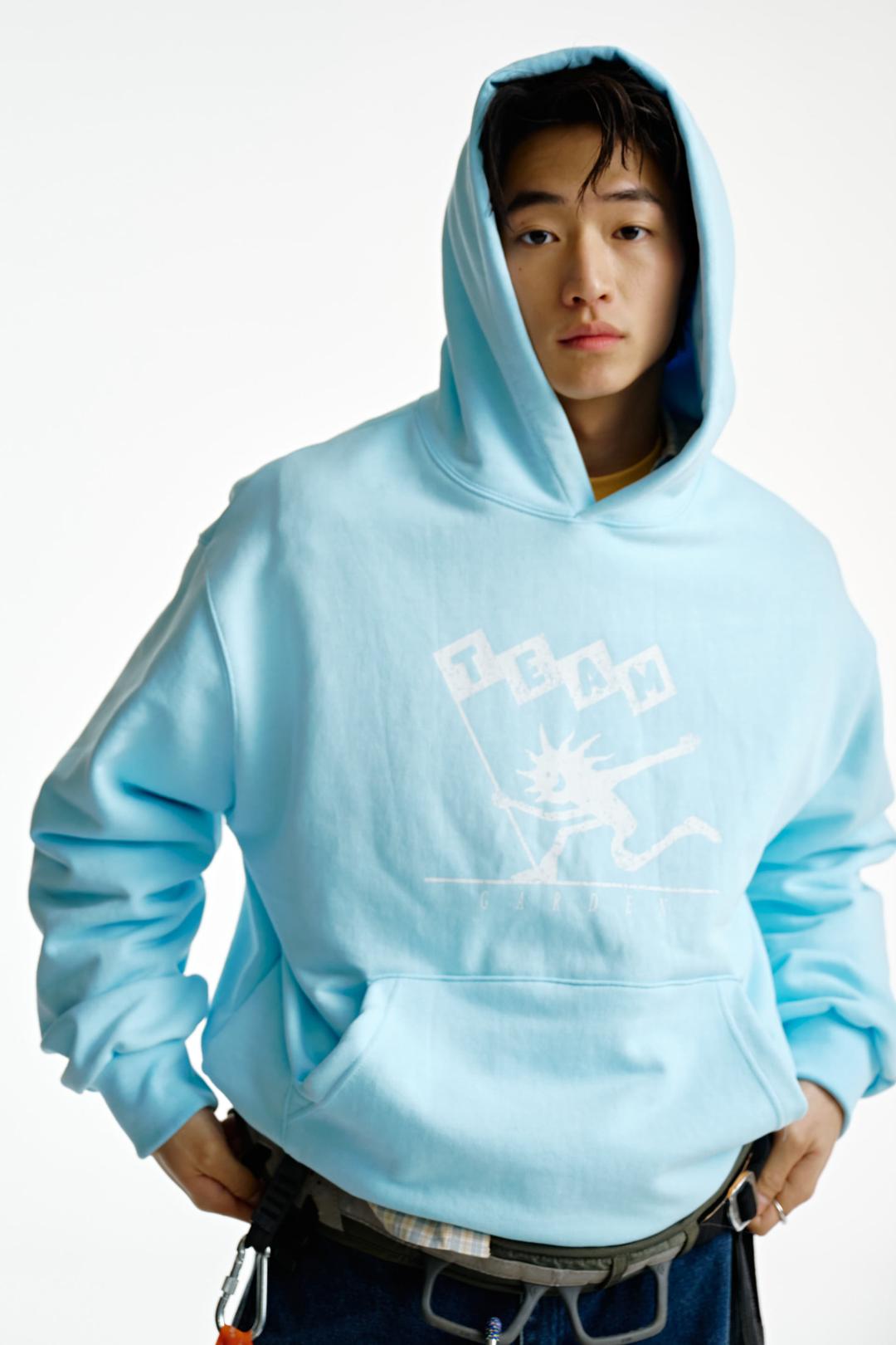 Team garden hooded T-shirt (light blue)