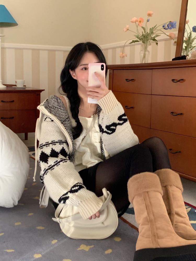 베라 후드 니트 집업