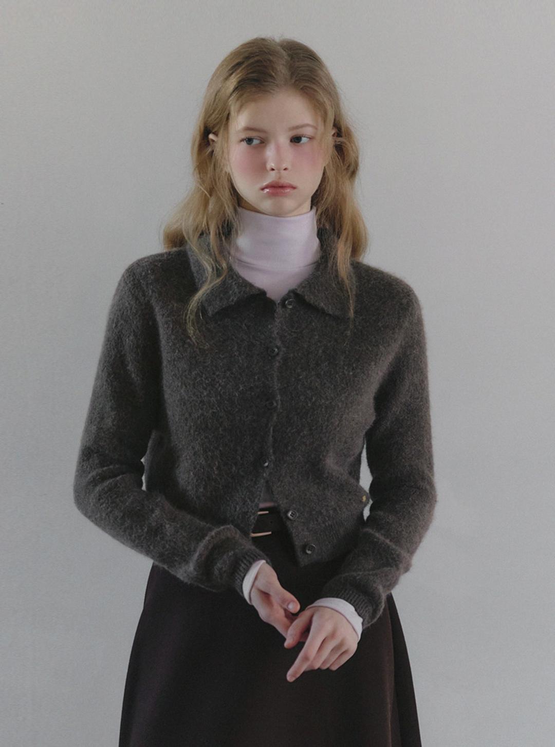 트위 [온라인단독] [서연' pick] 엔츠 카라 헤어 니트 가디건