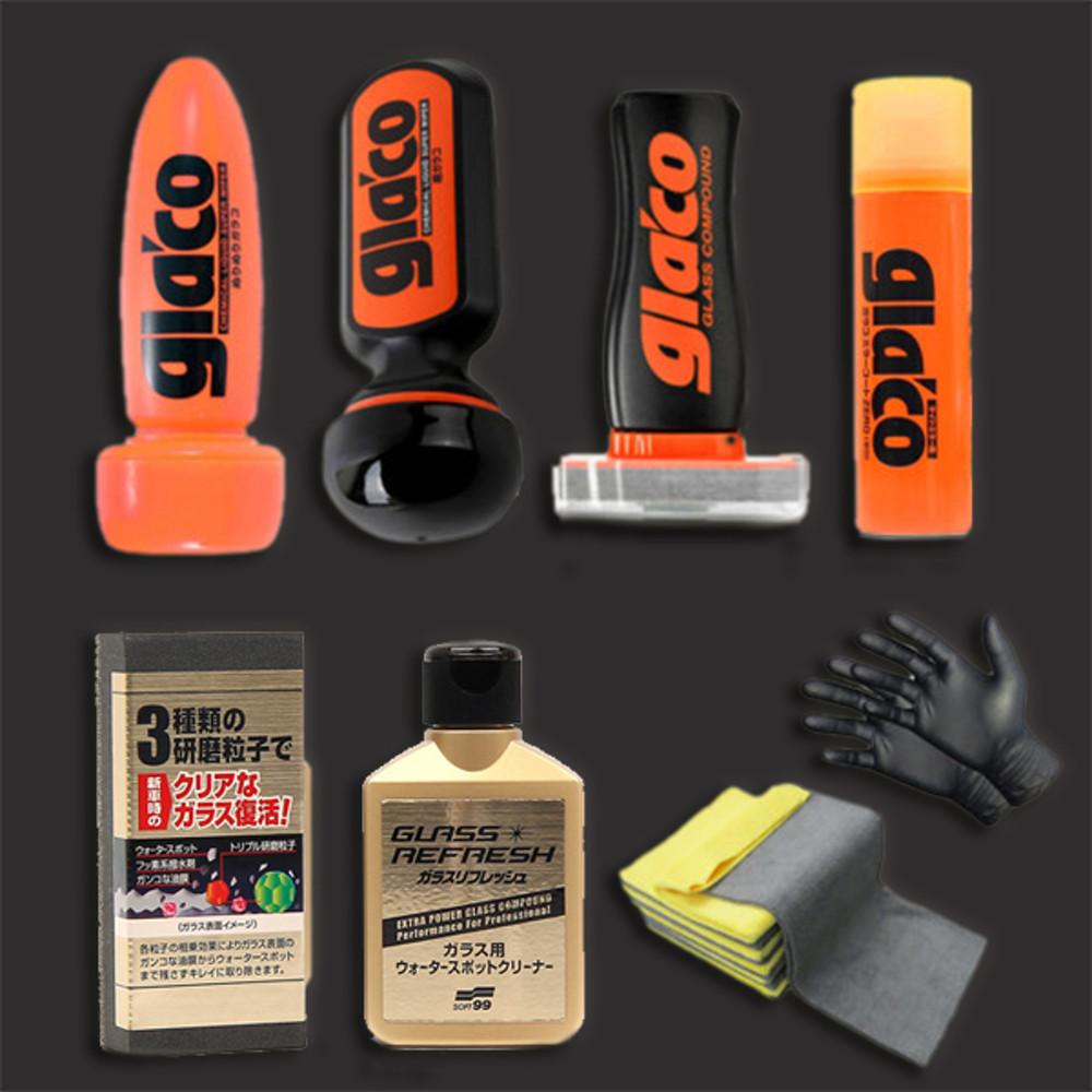 소프트99 글라코 유막제거제 발수코팅제 발수코팅 g47 g65 g19 물때제거 산화세륨 장갑 세트