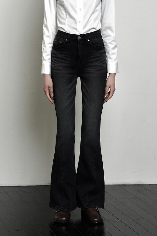 DARK WASHING DENIM PANTS BLACK