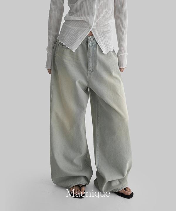 매니크 [🌿봄신상/10만장판매/MNQ] 빈티지 스냅버튼 와이드 데님팬츠