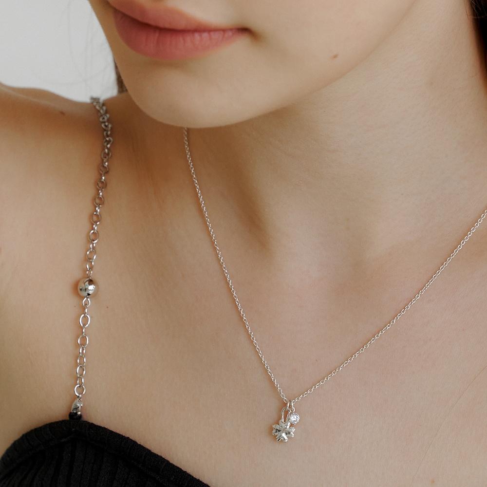 petit angel clover necklace (silver) (Silver 925)