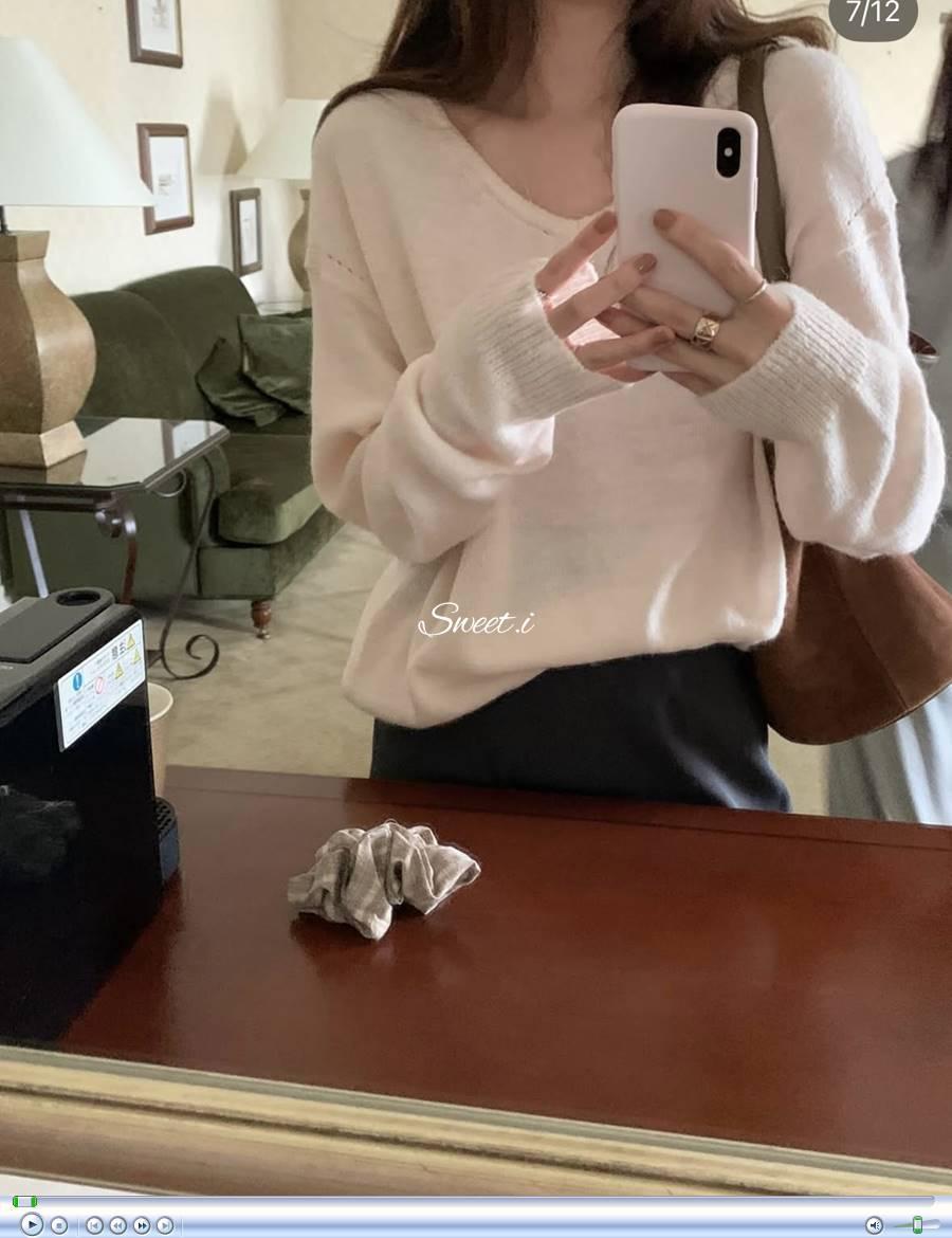 스윗아이 [당일] Pyt 프리티영띵 보브 브이넥 니트 알파카 박시 루즈핏 3col 가을 스윗아이 프영띵