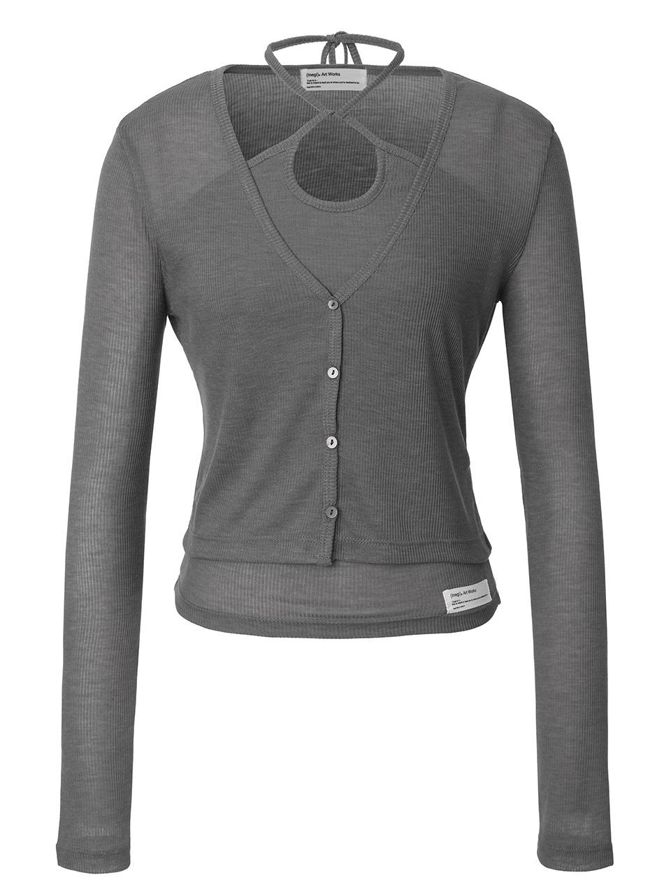 [2nd Reorder] Silhouette Cardigan Set (grey)