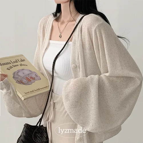 [자체제작/살탐방지!] 한여름까지~ 왕박시 여리여리 여름 세미크롭 벌룬가디건 빅사이즈