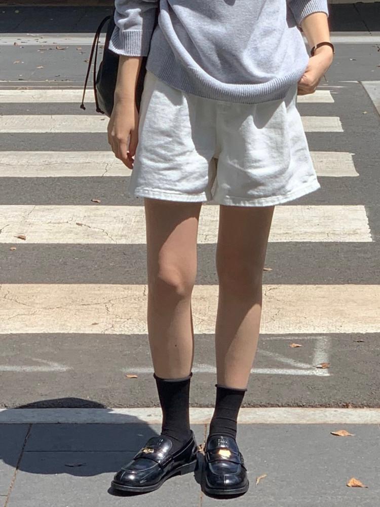 베르가못 핀턱 숏 데님 팬츠 코튼 쇼츠 데일리 반바지 (2col)