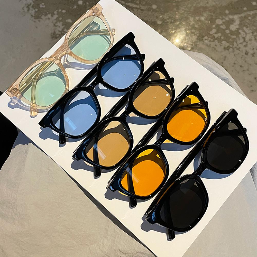 오버사이즈 뿔테 틴트선글라스 브라운 오렌지 남자 여자 큰 레트로 선글라스 캣아이 색안경