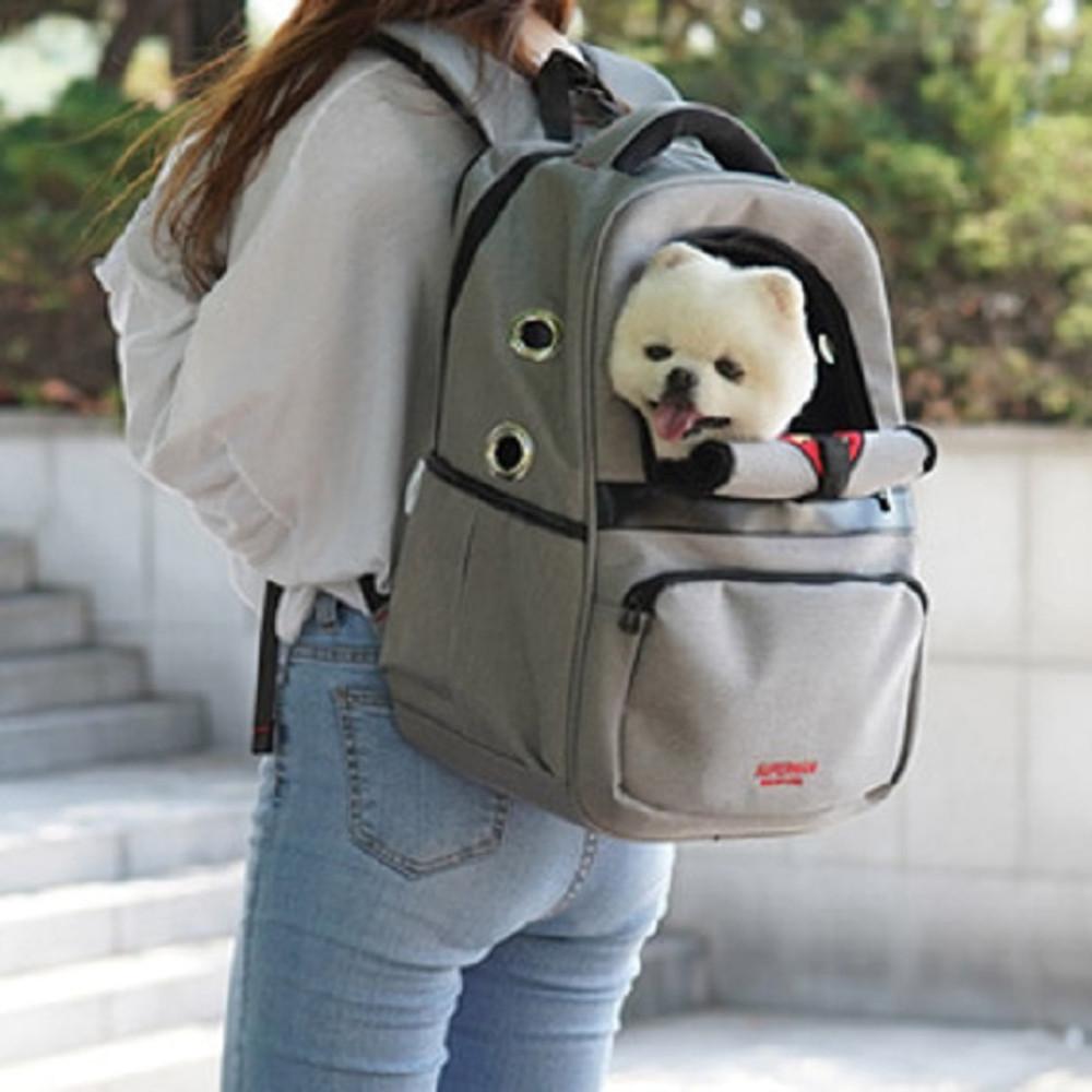 강아지 백팩 가방 패리스독 슈퍼맨 백팩 (그레이) 애견 이동가방 캐리어 강아지 야외 산책 용품