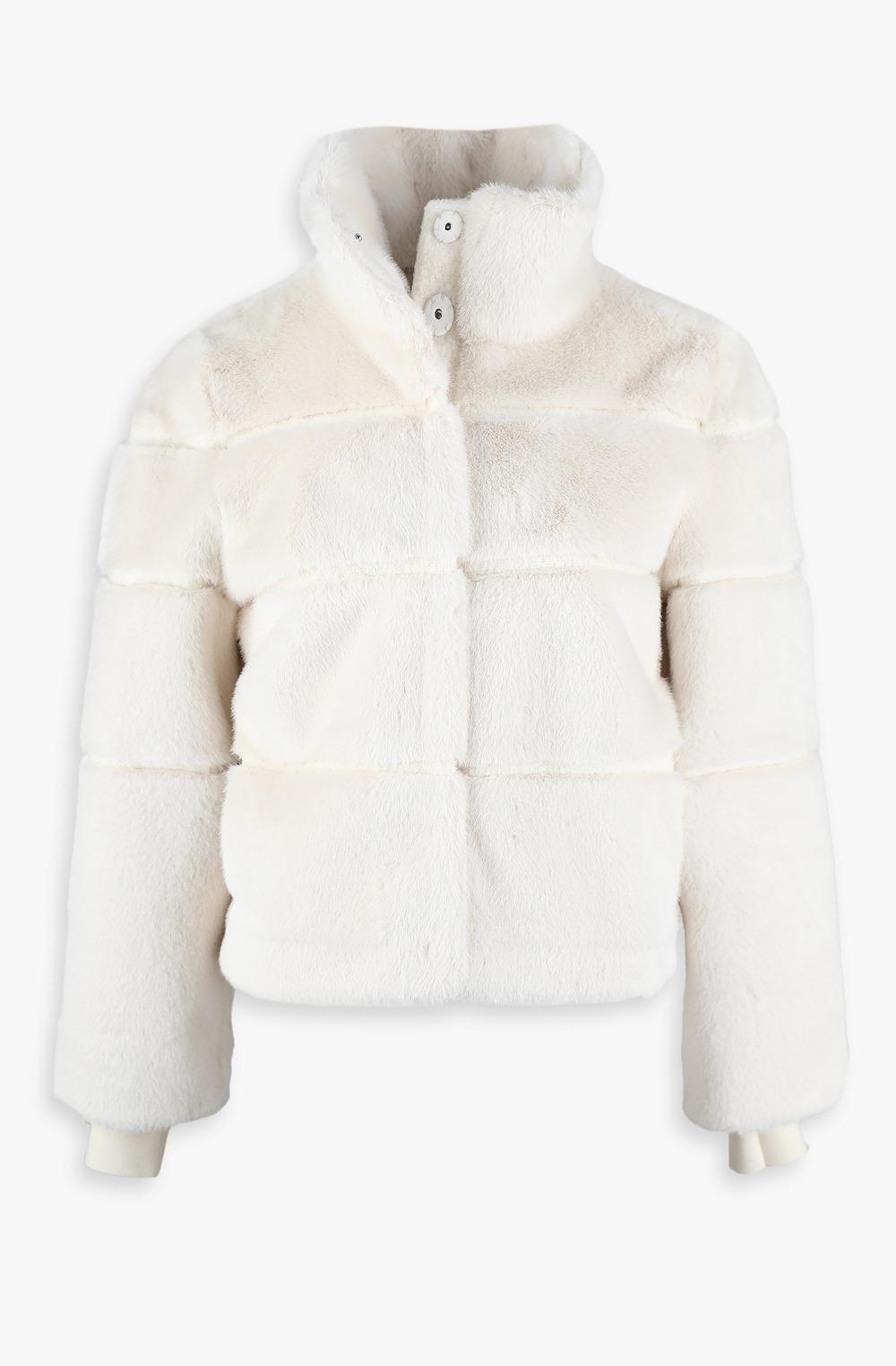 HIGH QUALITY LINE - Riona Highneck Faux Fur Bomber (IVORY)