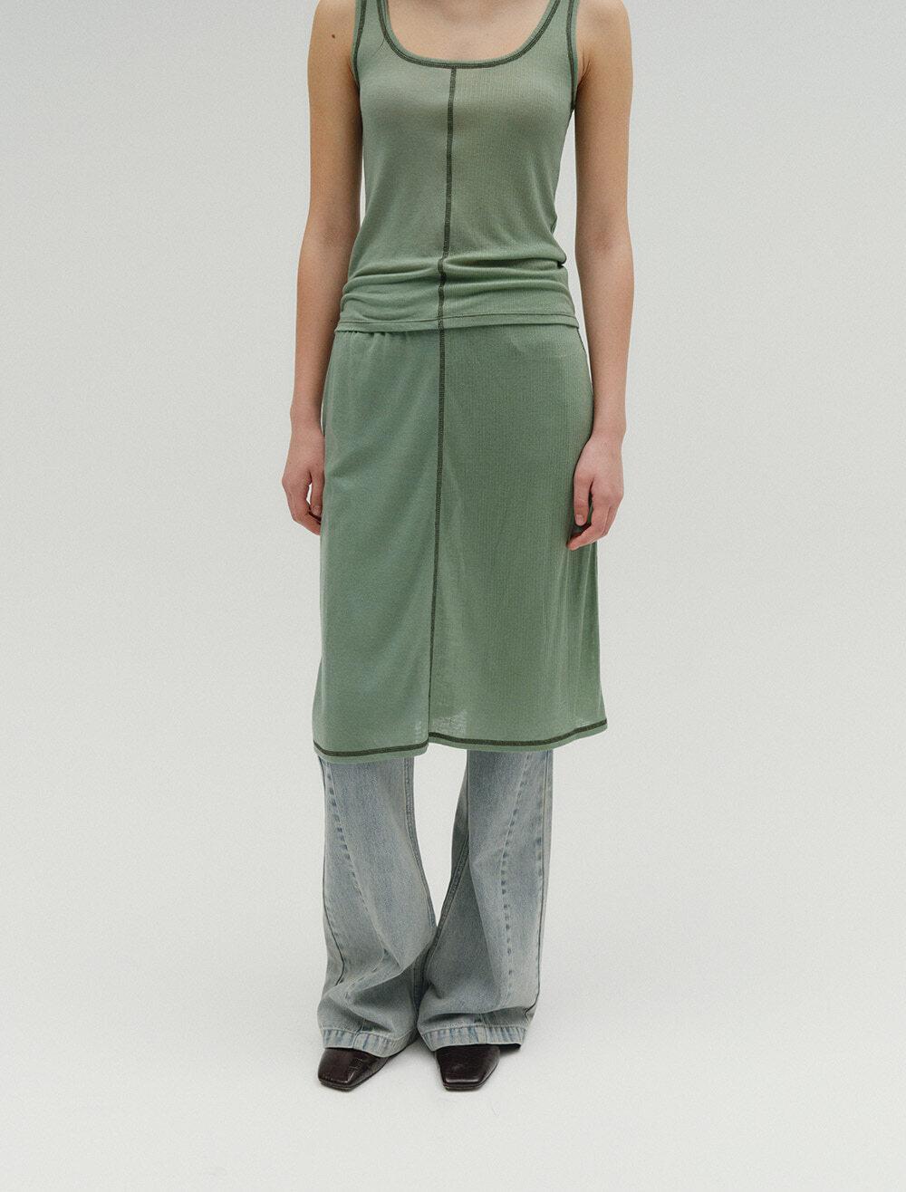 HALF & HALF SKIRT [ASH GREEN]