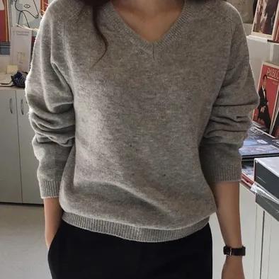 founders 파운더스 새들 브이넥 니트 부드러운 레글런 캐시울 베이직 nt