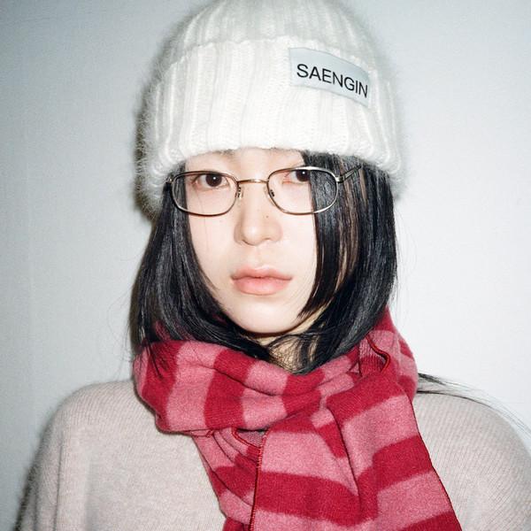 Stripe 2way knit muffler - pink