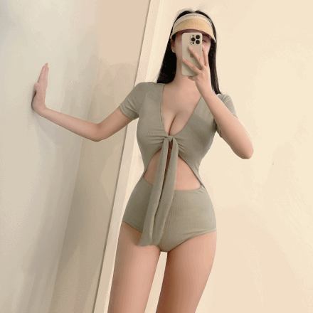 (당일출고) 민트리 리본 모노키니 수영복 비키니